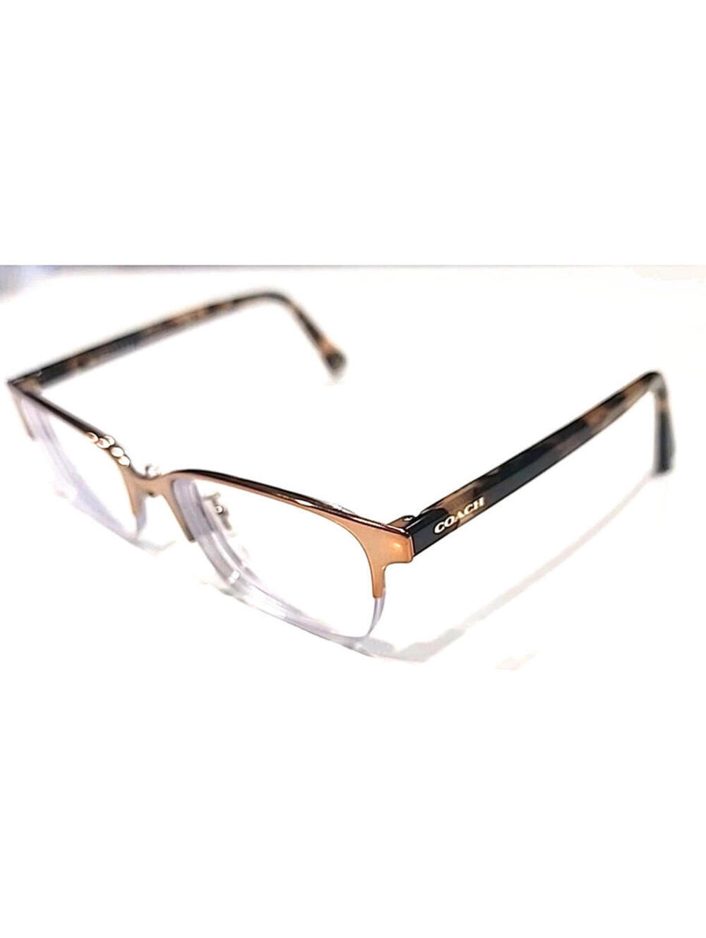 Coach HC5047 9331 Evie No Nose Pad Rose Gold Metal Tortoise Eyeglasses 50-17 135